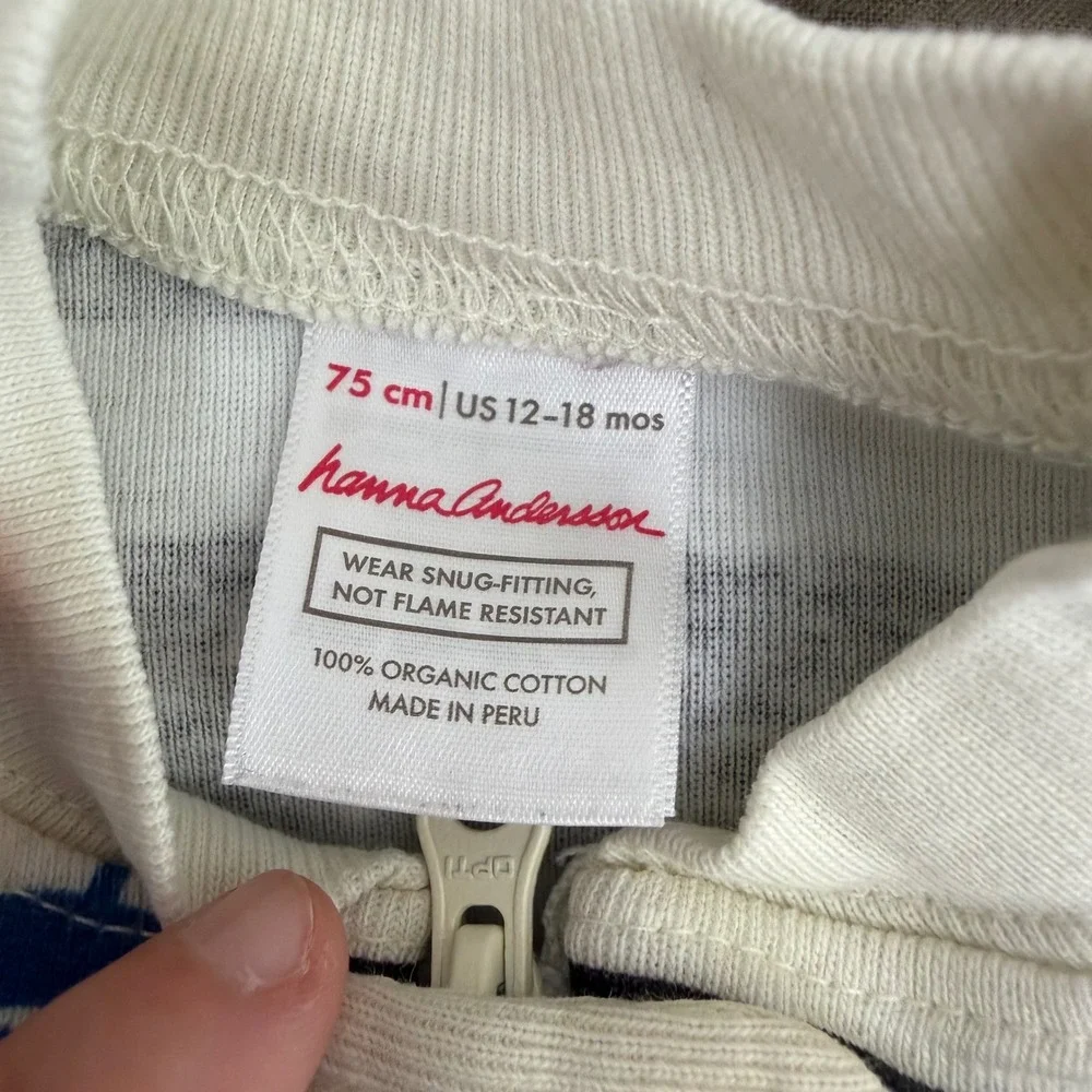 Hanna Andersson Jumper Kids 12-18 Months White Race Car Sleepwear Organic Cotton